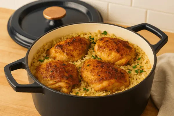 Dutch Oven Chicken and Rice: One-Pot Recipe for Crispy Edges